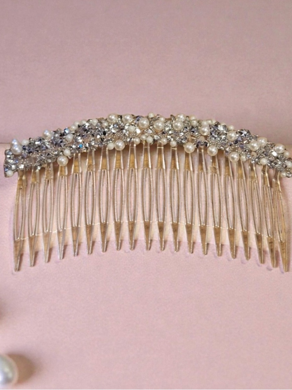 Pearl & Crystal Bridal Hair Comb - Gold NWT